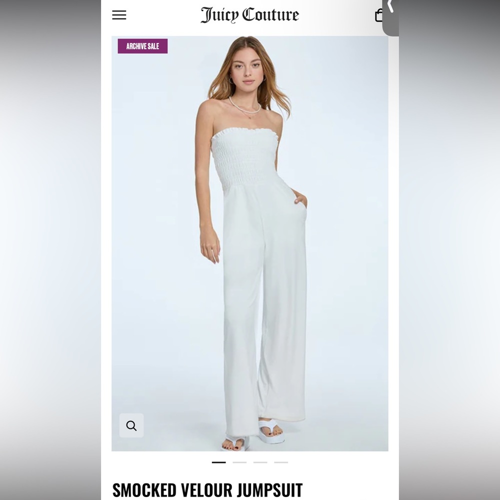 Juicy Couture White Strapless Wide-Leg Jumpsuit